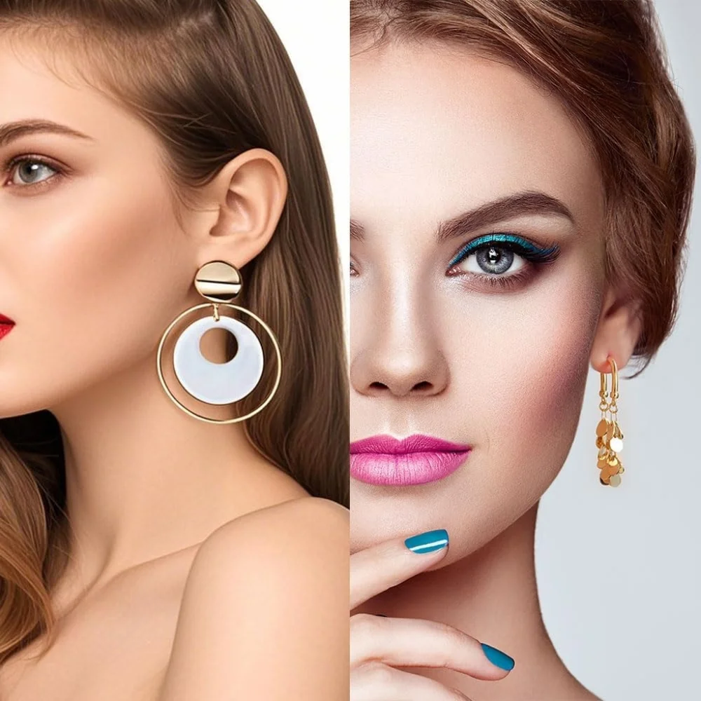 Gold Drop Sequin earrings - Picture 2 of 5